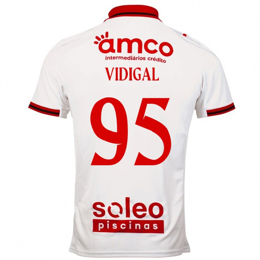 Danxen Mujer Camiseta Sandro Vidigal #95 Blanco Rojo 2ª Equipación 2025/26 La Camisa