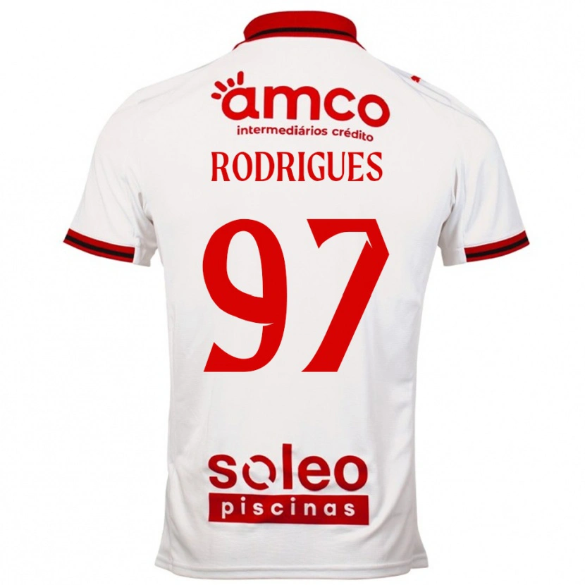 Danxen Mujer Camiseta Dinis Rodrigues #97 Blanco Rojo 2ª Equipación 2025/26 La Camisa