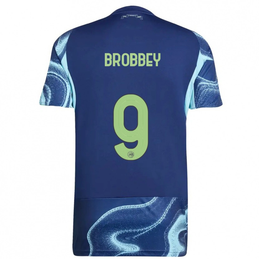 Danxen Mujer Camiseta Brian Brobbey #9 Marino Celeste 2ª Equipación 2025/26 La Camisa