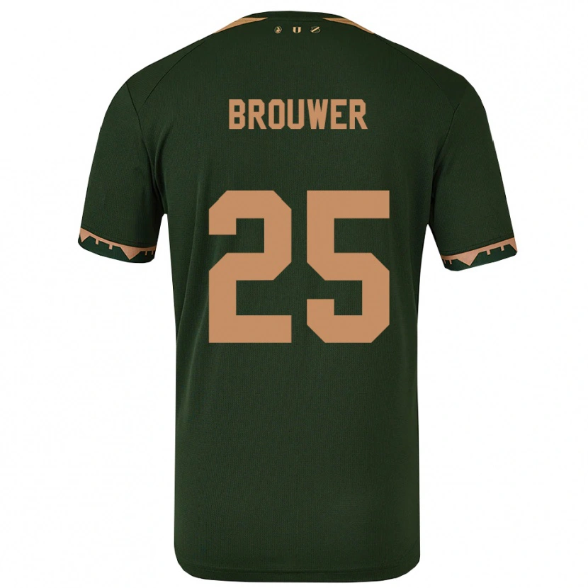 Danxen Mujer Camiseta Michael Brouwer #25 Verde Oro 2ª Equipación 2025/26 La Camisa