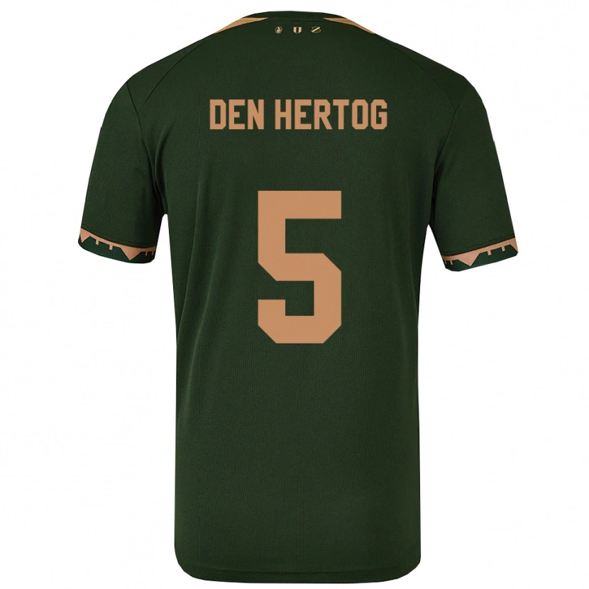 Danxen Mujer Camiseta Mees Den Hertog #5 Verde Oro 2ª Equipación 2025/26 La Camisa