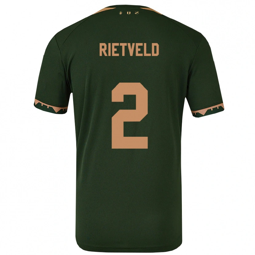 Danxen Mujer Camiseta Levi Rietveld #2 Verde Oro 2ª Equipación 2025/26 La Camisa