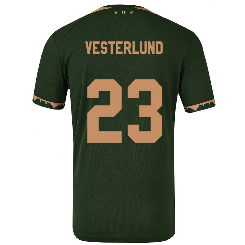 Danxen Mujer Camiseta Niklas Vesterlund #23 Verde Oro 2ª Equipación 2025/26 La Camisa