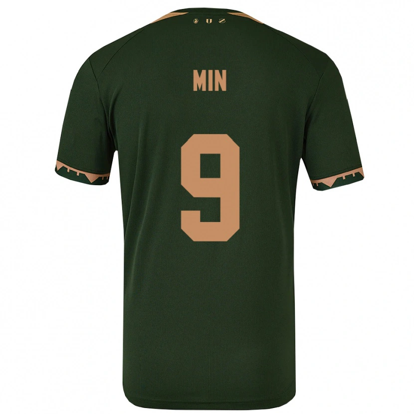 Danxen Mujer Camiseta David Min #9 Verde Oro 2ª Equipación 2025/26 La Camisa