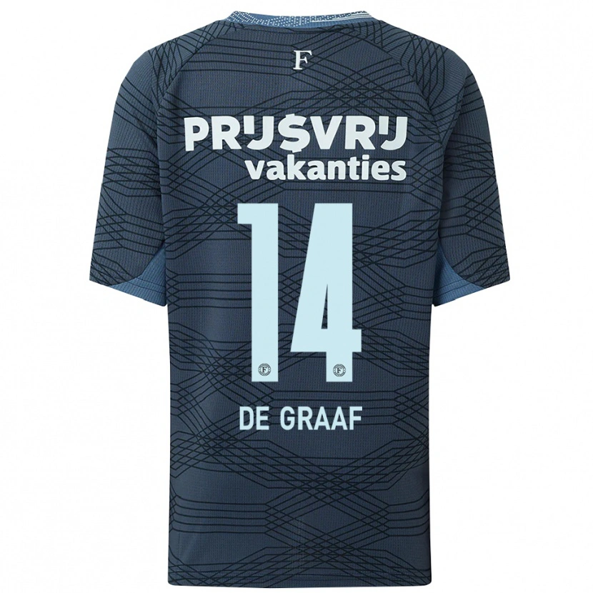 Danxen Mujer Camiseta Esmee De Graaf #14 Negro Gris 2ª Equipación 2025/26 La Camisa