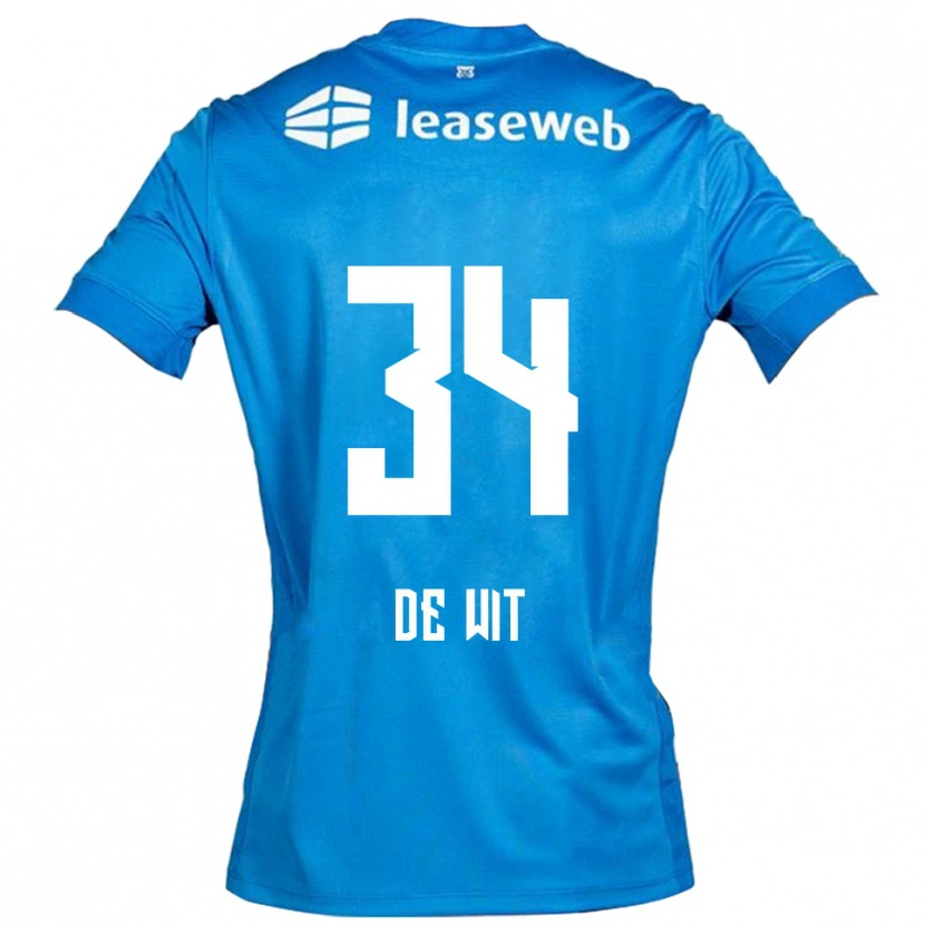 Danxen Mujer Camiseta Mees De Wit #34 Azul Blanco 2ª Equipación 2025/26 La Camisa