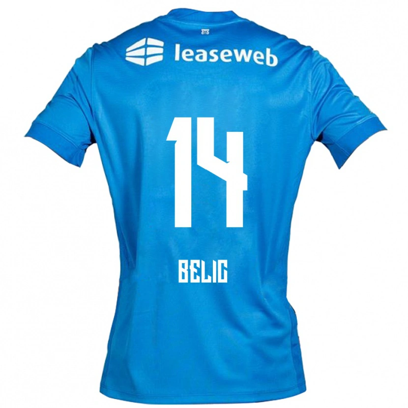 Danxen Mujer Camiseta Kristijan Belic #14 Azul Blanco 2ª Equipación 2025/26 La Camisa