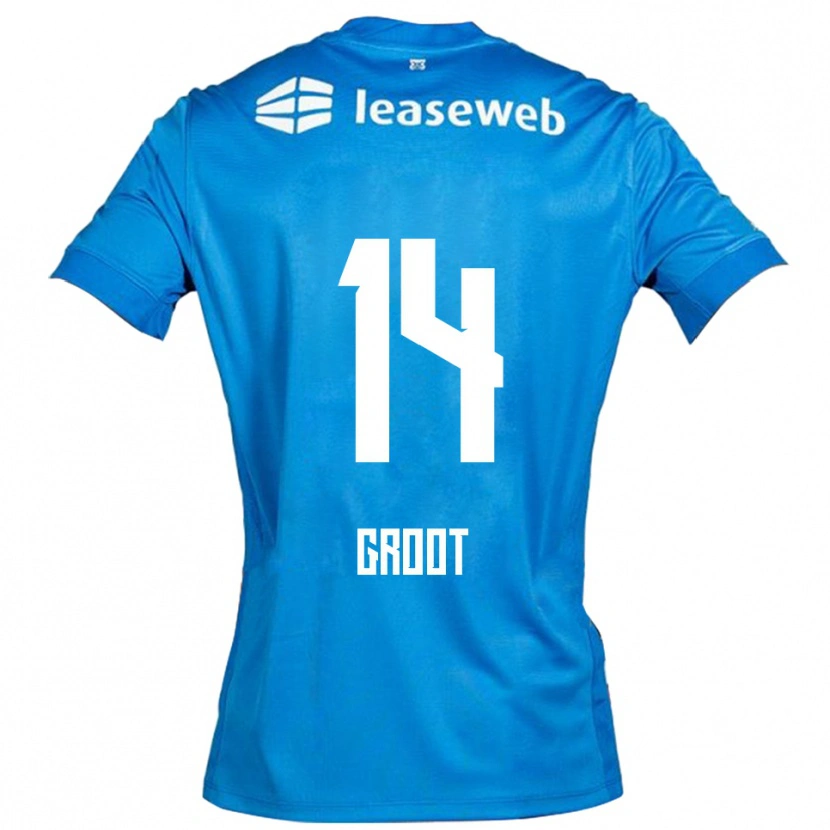 Danxen Mujer Camiseta Gijs Groot #14 Azul Blanco 2ª Equipación 2025/26 La Camisa
