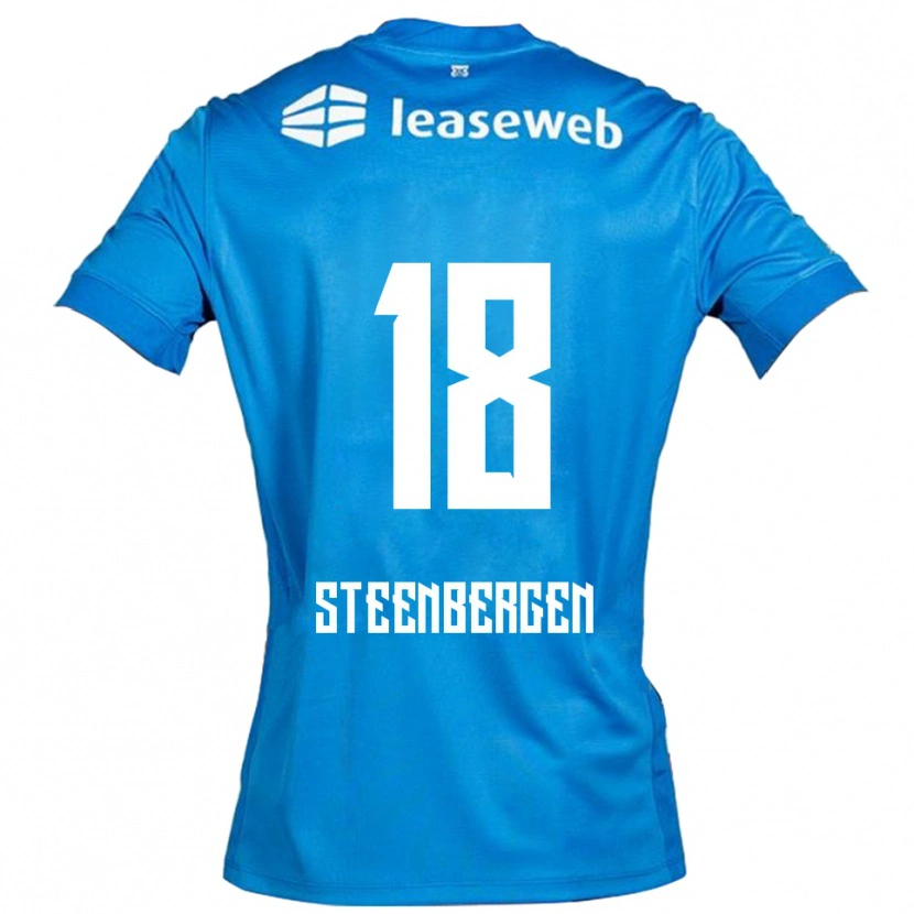 Danxen Mujer Camiseta Thom Steenbergen #18 Azul Blanco 2ª Equipación 2025/26 La Camisa