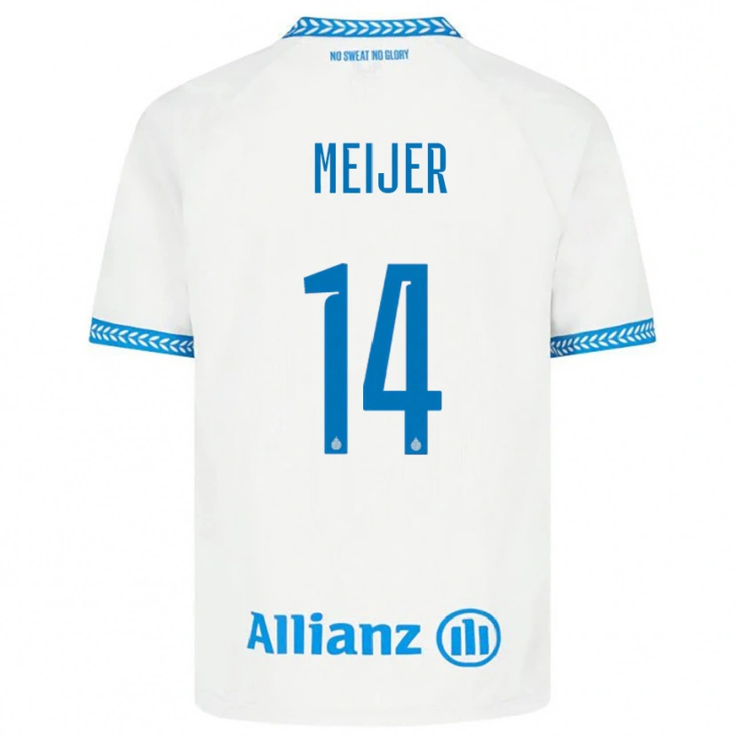 Danxen Mujer Camiseta Bjorn Meijer #14 Azul Blanco 2ª Equipación 2025/26 La Camisa