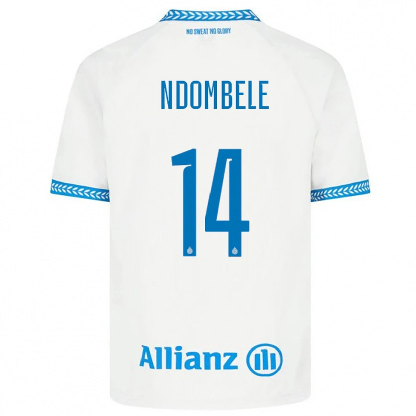 Danxen Mujer Camiseta Don Ndombele #14 Azul Blanco 2ª Equipación 2025/26 La Camisa