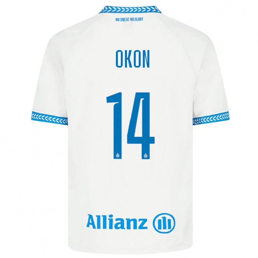 Danxen Mujer Camiseta Gianluca Okon #14 Azul Blanco 2ª Equipación 2025/26 La Camisa
