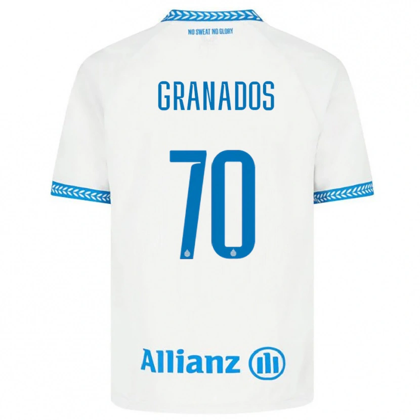 Danxen Mujer Camiseta Alejandro Granados #70 Azul Blanco 2ª Equipación 2025/26 La Camisa