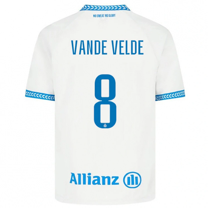 Danxen Mujer Camiseta Chloé Vande Velde #8 Azul Blanco 2ª Equipación 2025/26 La Camisa