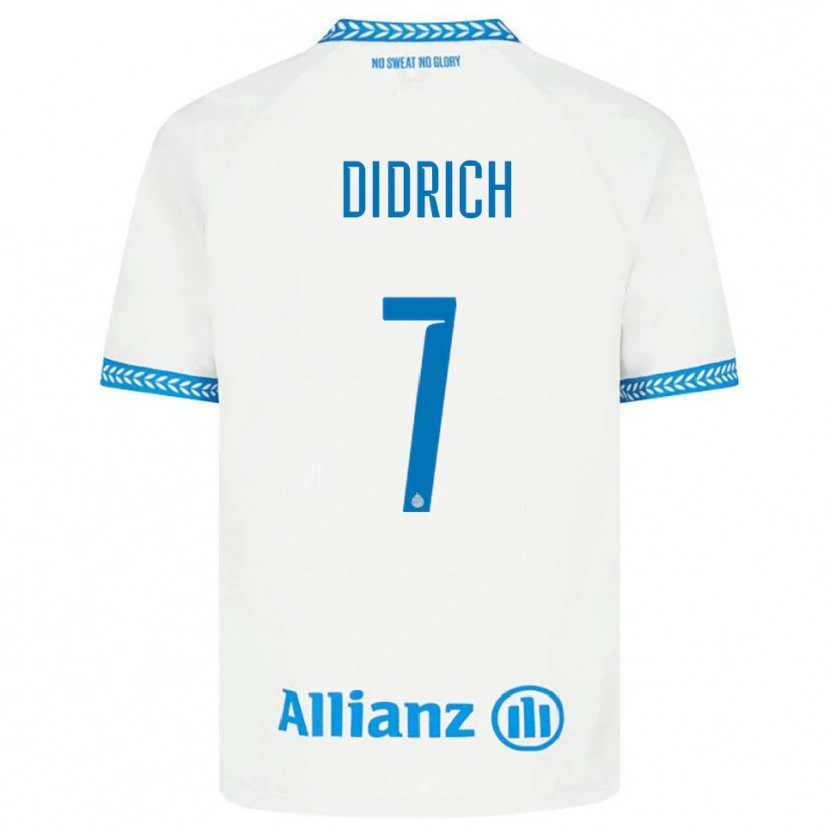 Danxen Mujer Camiseta Brian Didrich #7 Azul Blanco 2ª Equipación 2025/26 La Camisa
