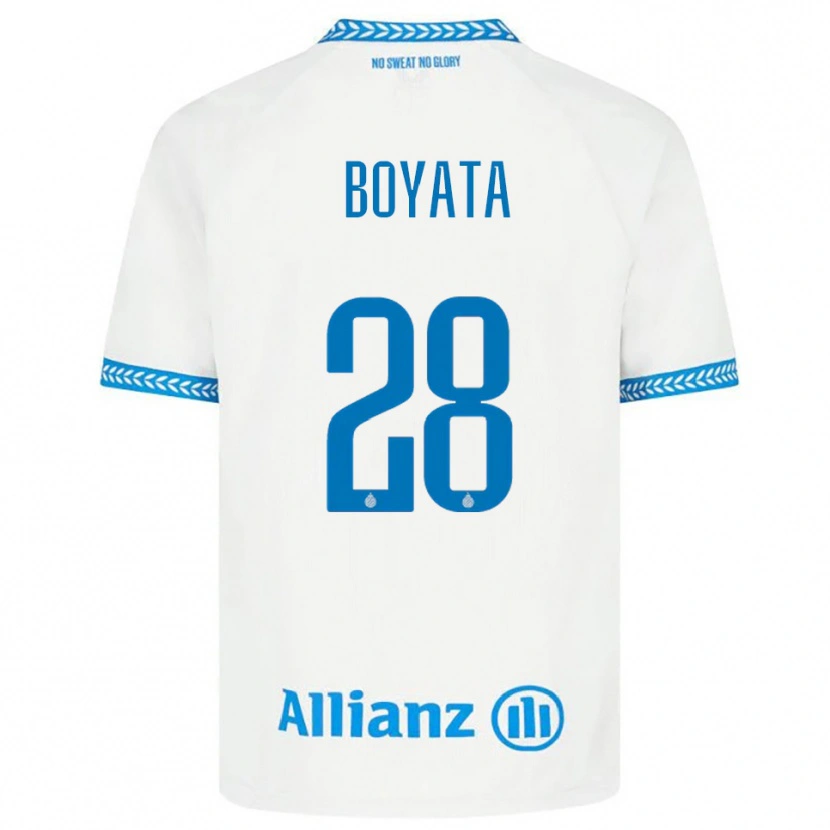 Danxen Mujer Camiseta Dedryck Boyata #28 Azul Blanco 2ª Equipación 2025/26 La Camisa