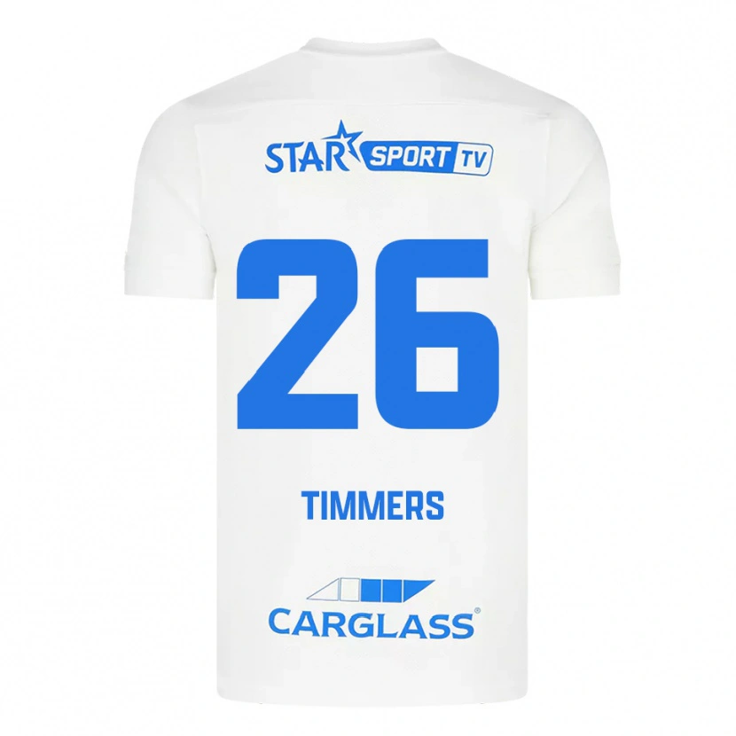 Danxen Mujer Camiseta Sebastiaan Timmers #26 Blanco Azul 2ª Equipación 2025/26 La Camisa