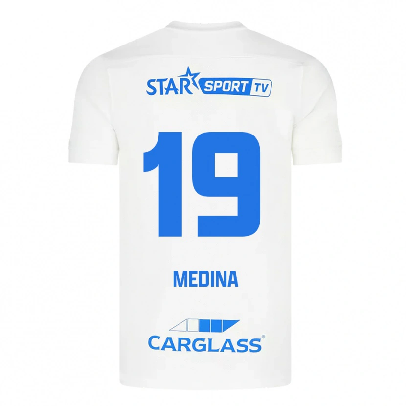Danxen Mujer Camiseta Yaimar Medina #19 Blanco Azul 2ª Equipación 2025/26 La Camisa