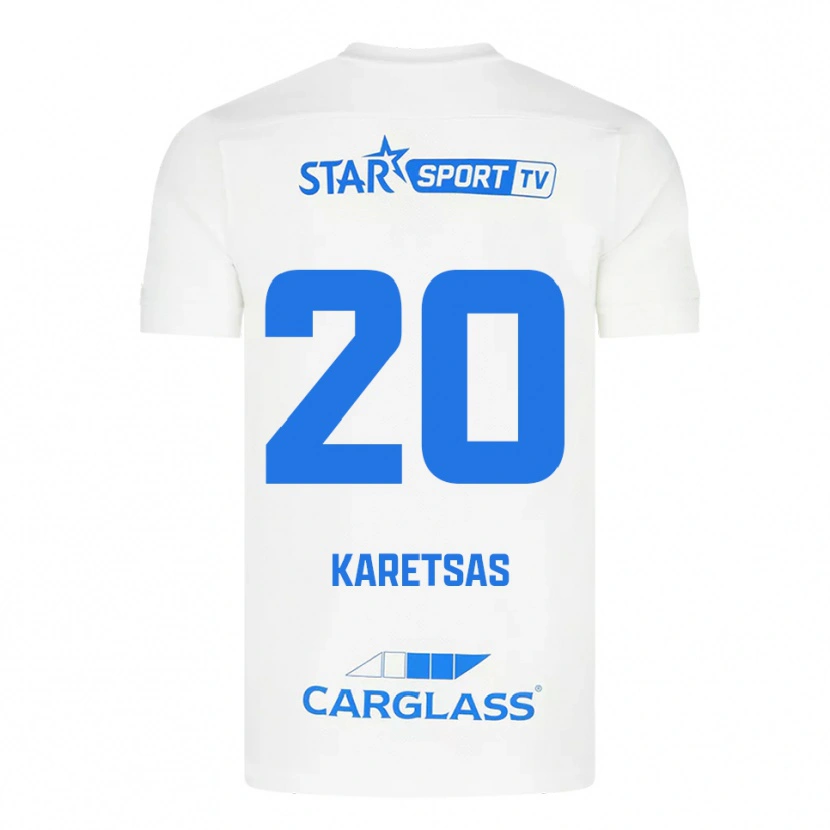 Danxen Mujer Camiseta Konstantinos Karetsas #20 Blanco Azul 2ª Equipación 2025/26 La Camisa