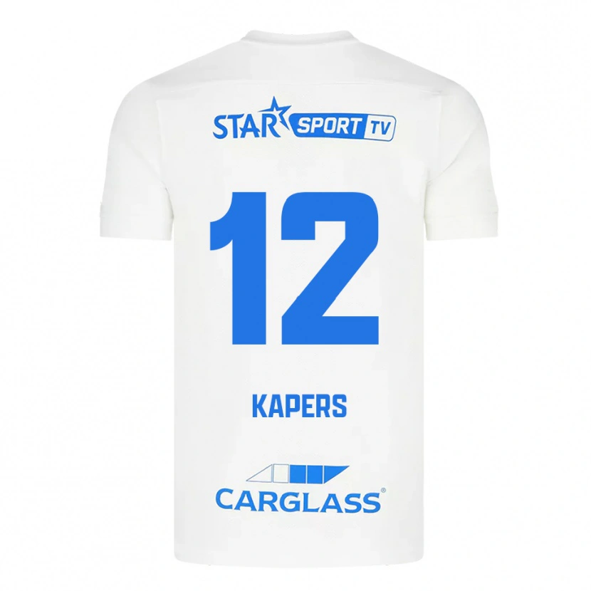 Danxen Mujer Camiseta Wout Kapers #12 Blanco Azul 2ª Equipación 2025/26 La Camisa
