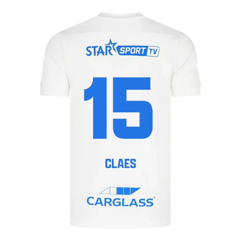 Danxen Mujer Camiseta Thomas Claes #15 Blanco Azul 2ª Equipación 2025/26 La Camisa
