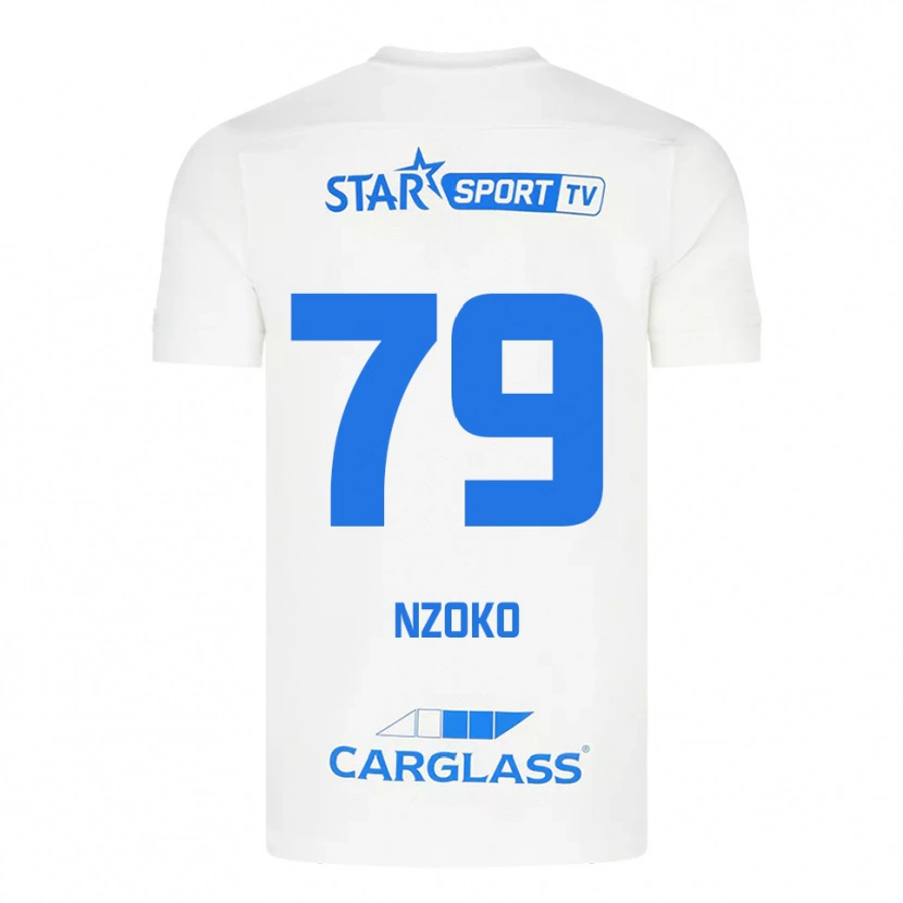 Danxen Mujer Camiseta Djoully Nzoko #79 Blanco Azul 2ª Equipación 2025/26 La Camisa