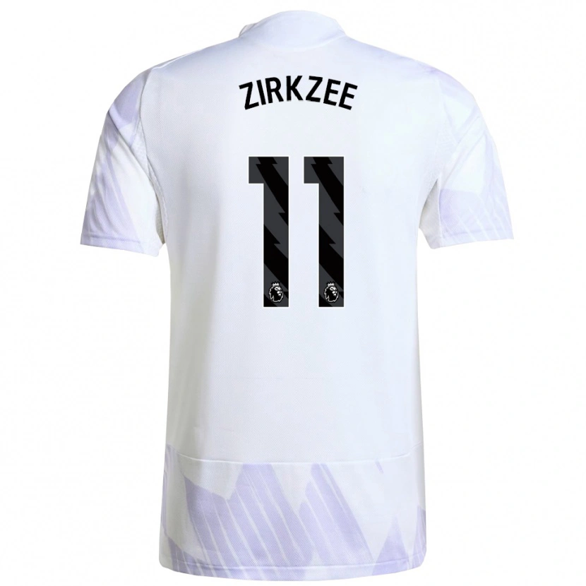 Danxen Mujer Camiseta Joshua Zirkzee #11 Blanco Púrpura Púrpura 2ª Equipación 2025/26 La Camisa