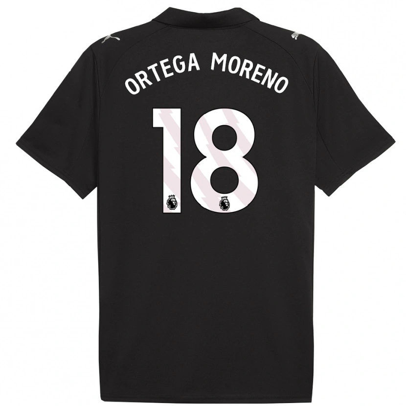 Danxen Mujer Camiseta Stefan Ortega #18 Negro Blanco 2ª Equipación 2025/26 La Camisa