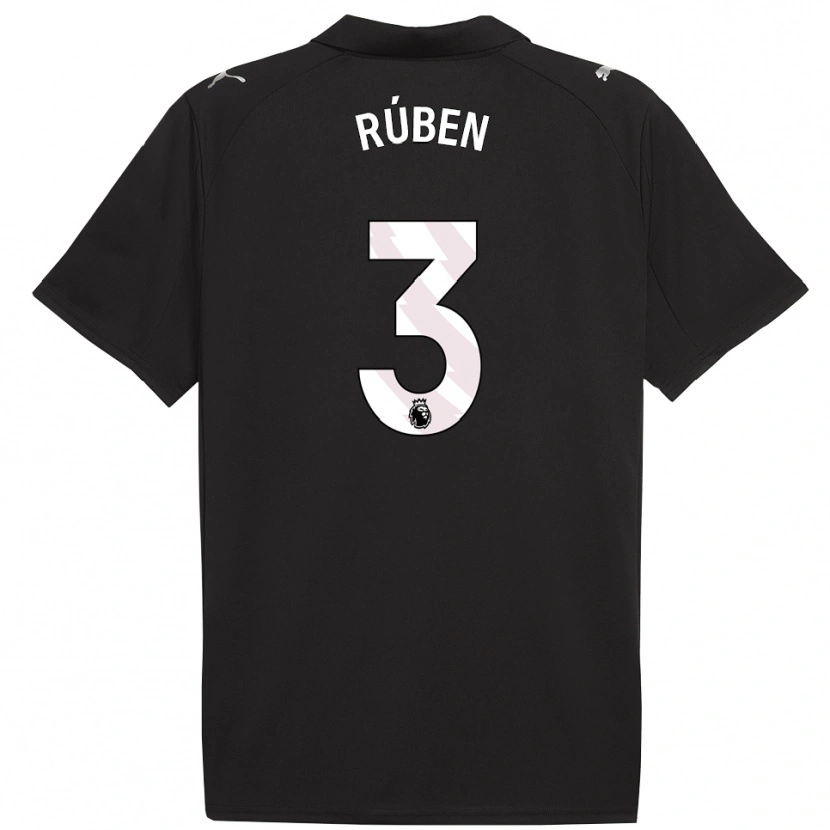 Danxen Mujer Camiseta Rúben Dias #3 Negro Blanco 2ª Equipación 2025/26 La Camisa