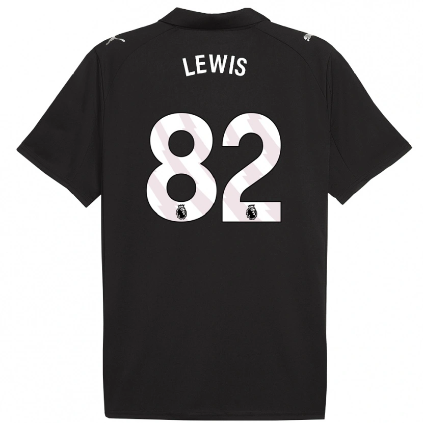 Danxen Mujer Camiseta Rico Lewis #82 Negro Blanco 2ª Equipación 2025/26 La Camisa