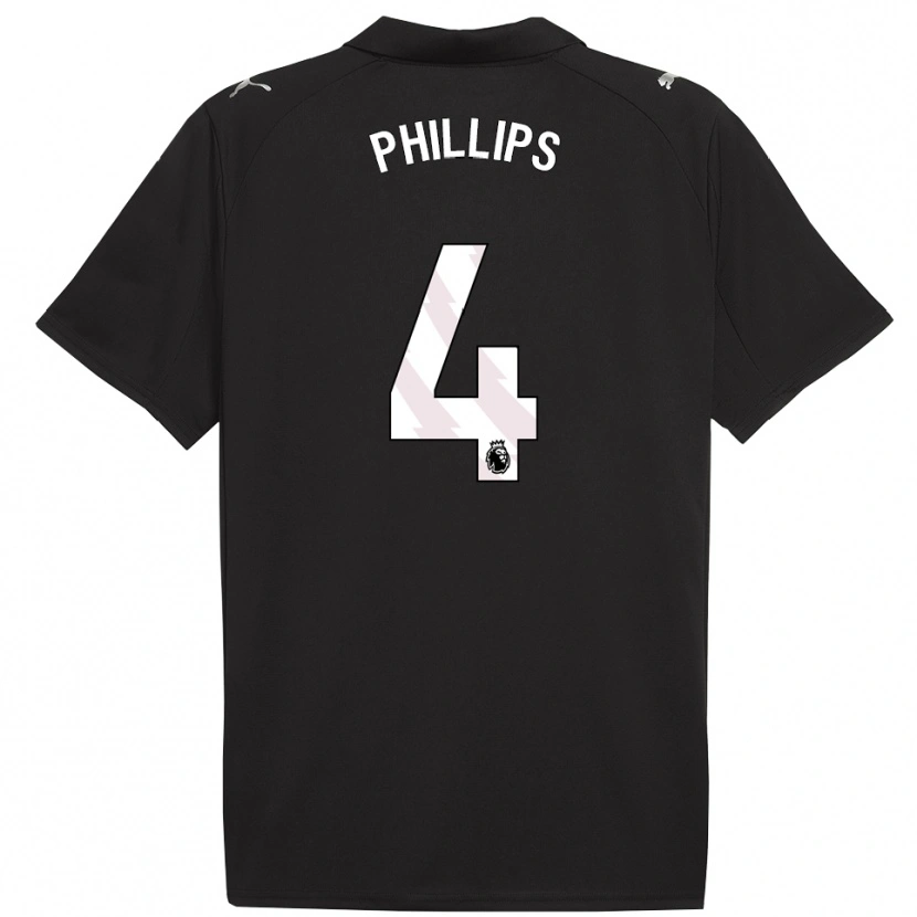Danxen Mujer Camiseta Kalvin Phillips #4 Negro Blanco 2ª Equipación 2025/26 La Camisa
