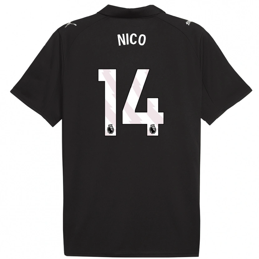 Danxen Mujer Camiseta Nico González #14 Negro Blanco 2ª Equipación 2025/26 La Camisa