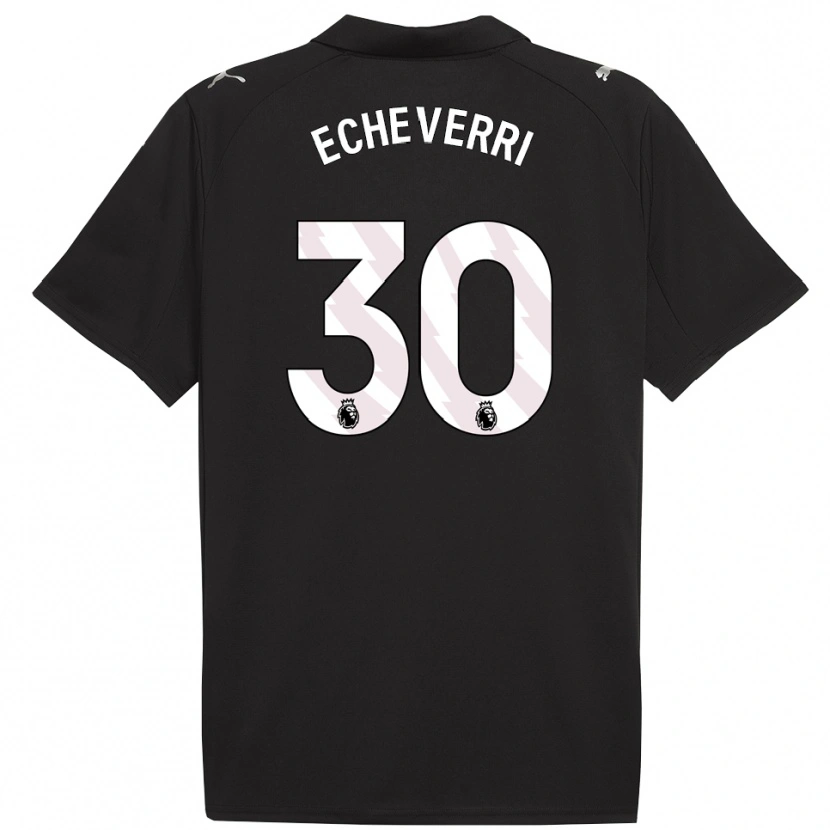 Danxen Mujer Camiseta Claudio Echeverri #30 Negro Blanco 2ª Equipación 2025/26 La Camisa