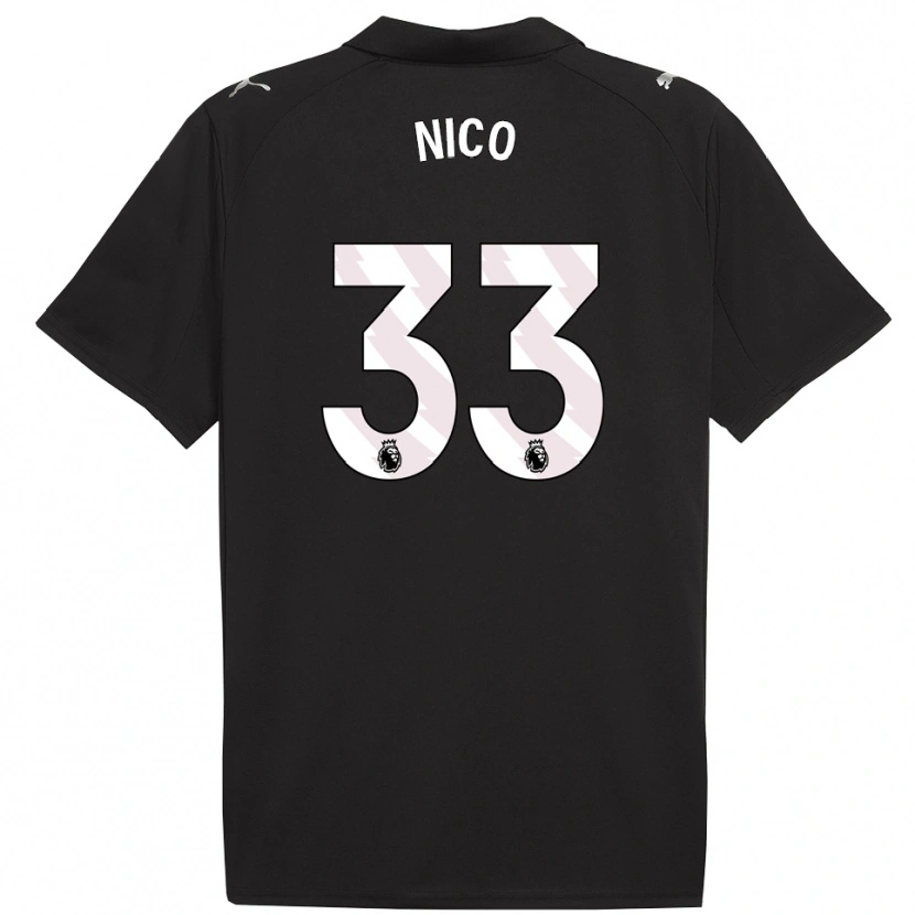 Danxen Mujer Camiseta Nico O'reilly #33 Negro Blanco 2ª Equipación 2025/26 La Camisa