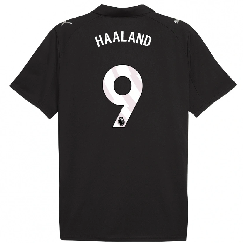 Danxen Mujer Camiseta Erling Haaland #9 Negro Blanco 2ª Equipación 2025/26 La Camisa