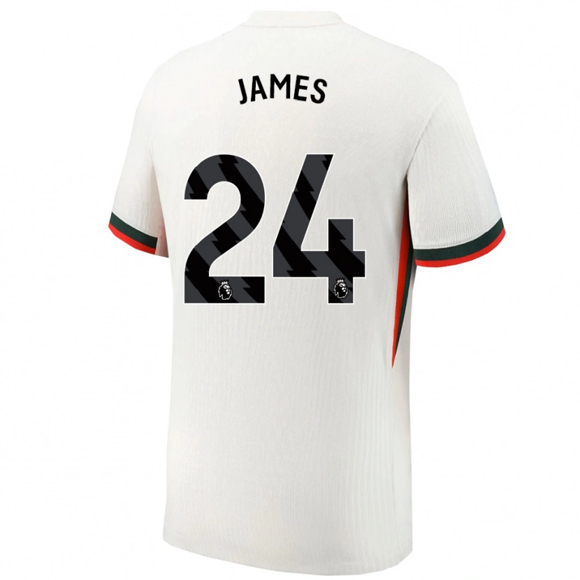 Danxen Mujer Camiseta Reece James #24 Blanco Verde 2ª Equipación 2025/26 La Camisa
