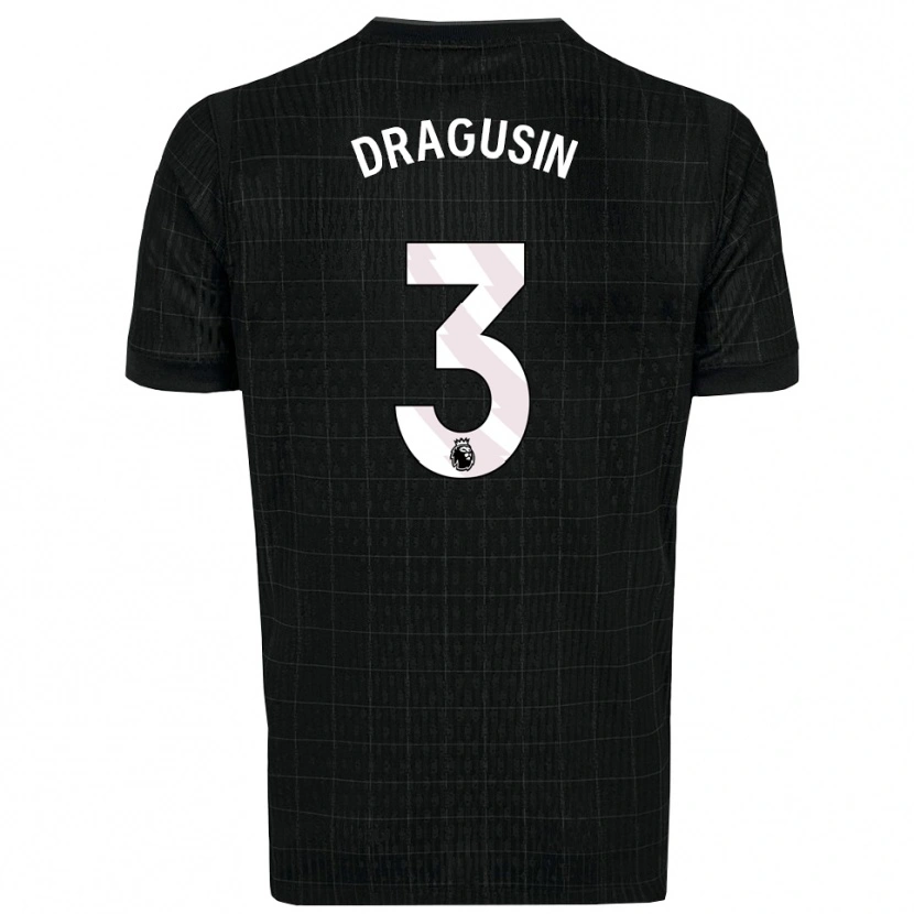 Danxen Mujer Camiseta Radu Drăgușin #3 Negro Gris 2ª Equipación 2025/26 La Camisa