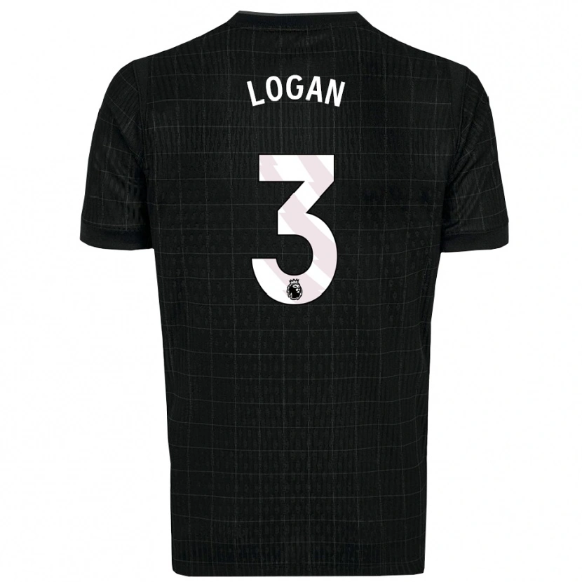 Danxen Mujer Camiseta Calum Logan #3 Negro Gris 2ª Equipación 2025/26 La Camisa