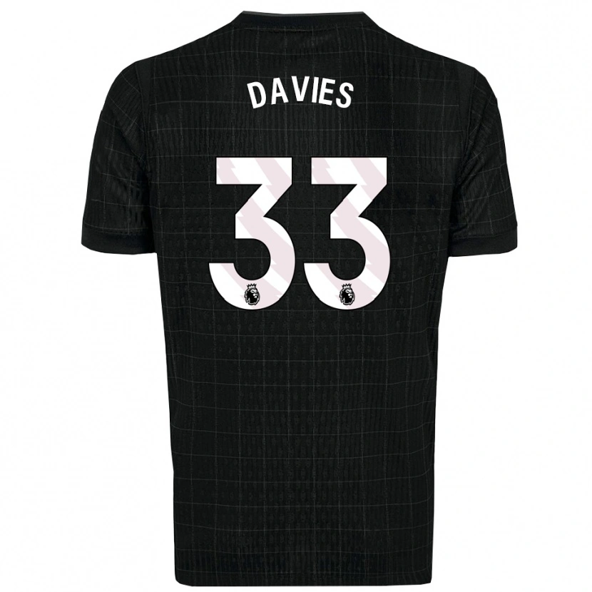 Danxen Mujer Camiseta Ben Davies #33 Negro Gris 2ª Equipación 2025/26 La Camisa