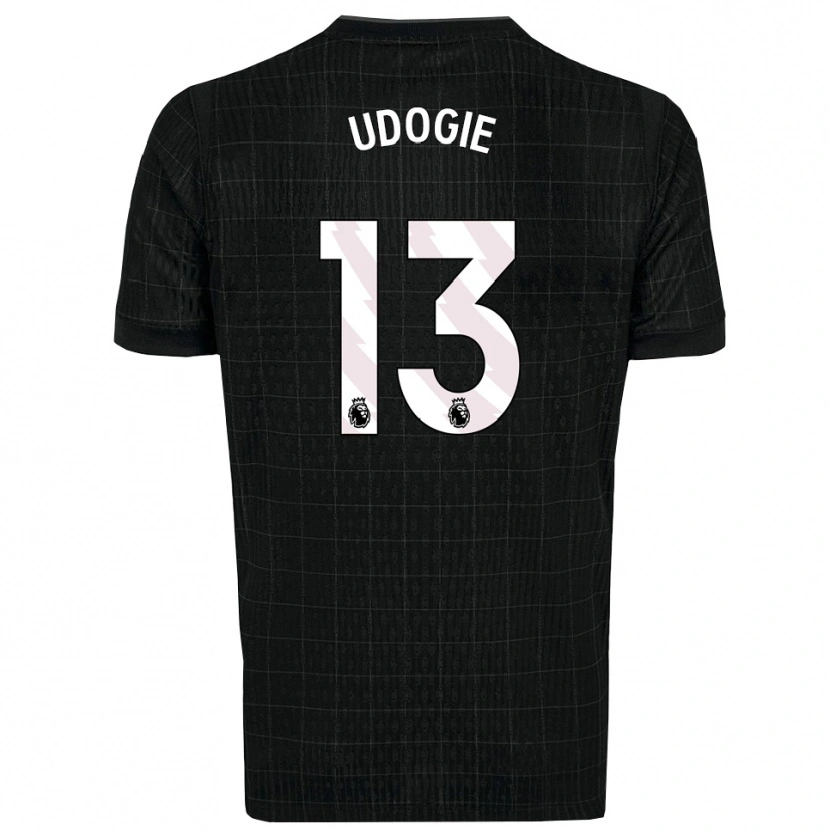 Danxen Mujer Camiseta Destiny Udogie #13 Negro Gris 2ª Equipación 2025/26 La Camisa