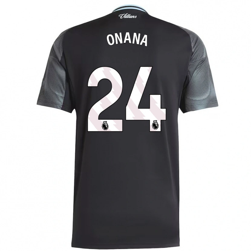 Danxen Mujer Camiseta Amadou Onana #24 Negro Celeste 2ª Equipación 2025/26 La Camisa