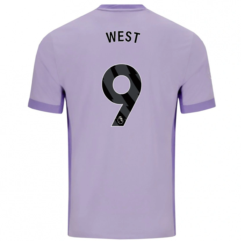Danxen Mujer Camiseta Aidan West #9 Morado Taro Blanco 2ª Equipación 2025/26 La Camisa