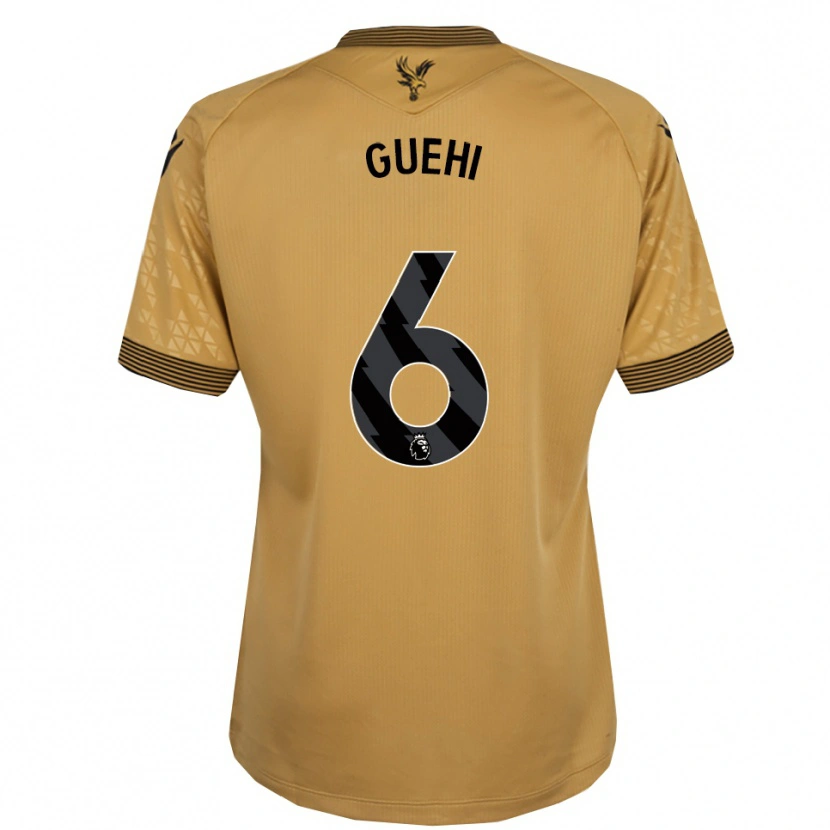 Danxen Mujer Camiseta Marc Guéhi #6 Oro Negro 2ª Equipación 2025/26 La Camisa