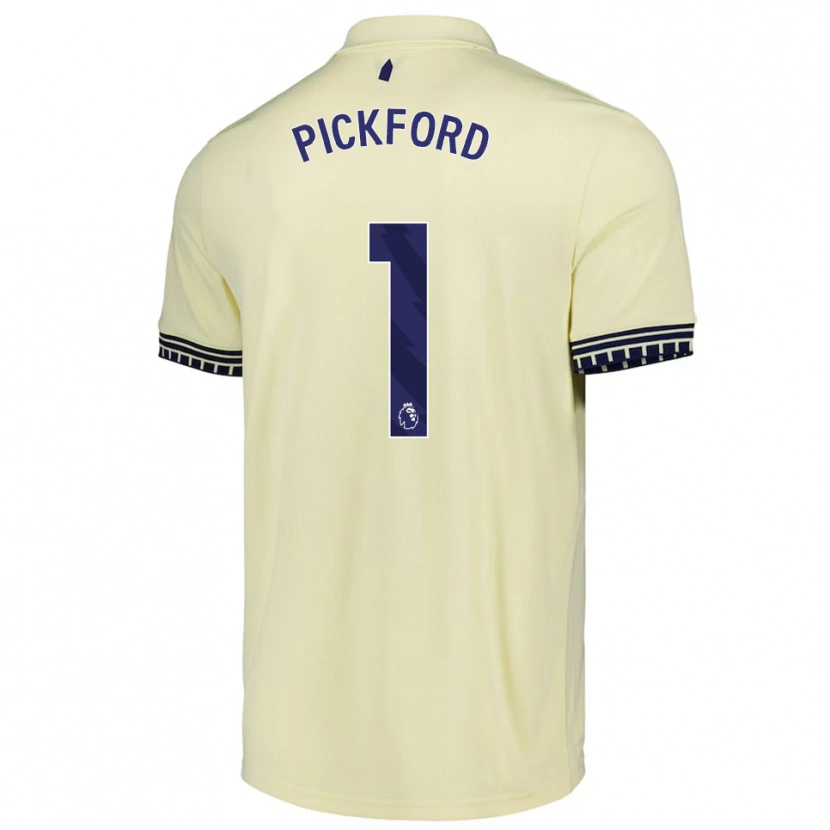 Danxen Mujer Camiseta Jordan Pickford #1 Blanco Roto Negro 2ª Equipación 2025/26 La Camisa
