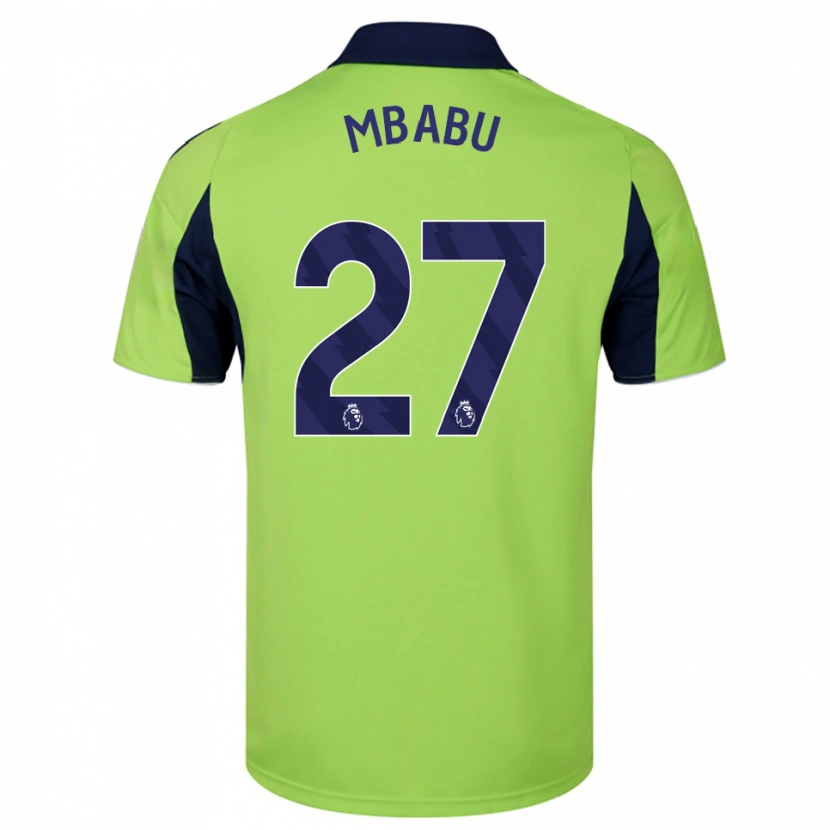 Danxen Mujer Camiseta Kevin Mbabu #27 Verde Marino Blanco 2ª Equipación 2025/26 La Camisa