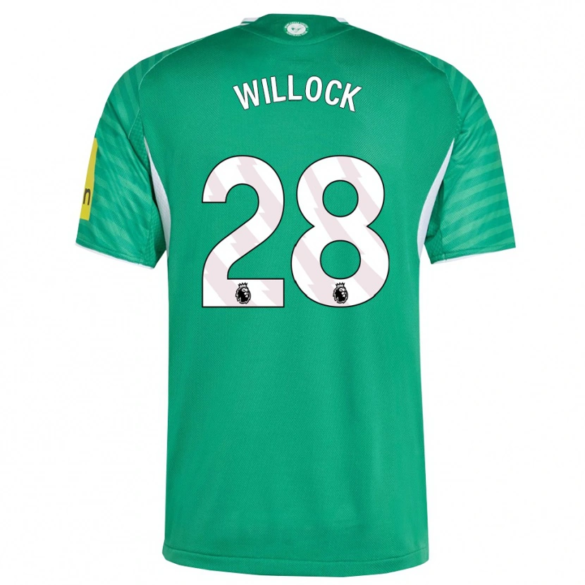 Danxen Mujer Camiseta Joe Willock #28 Verde Blanco 2ª Equipación 2025/26 La Camisa