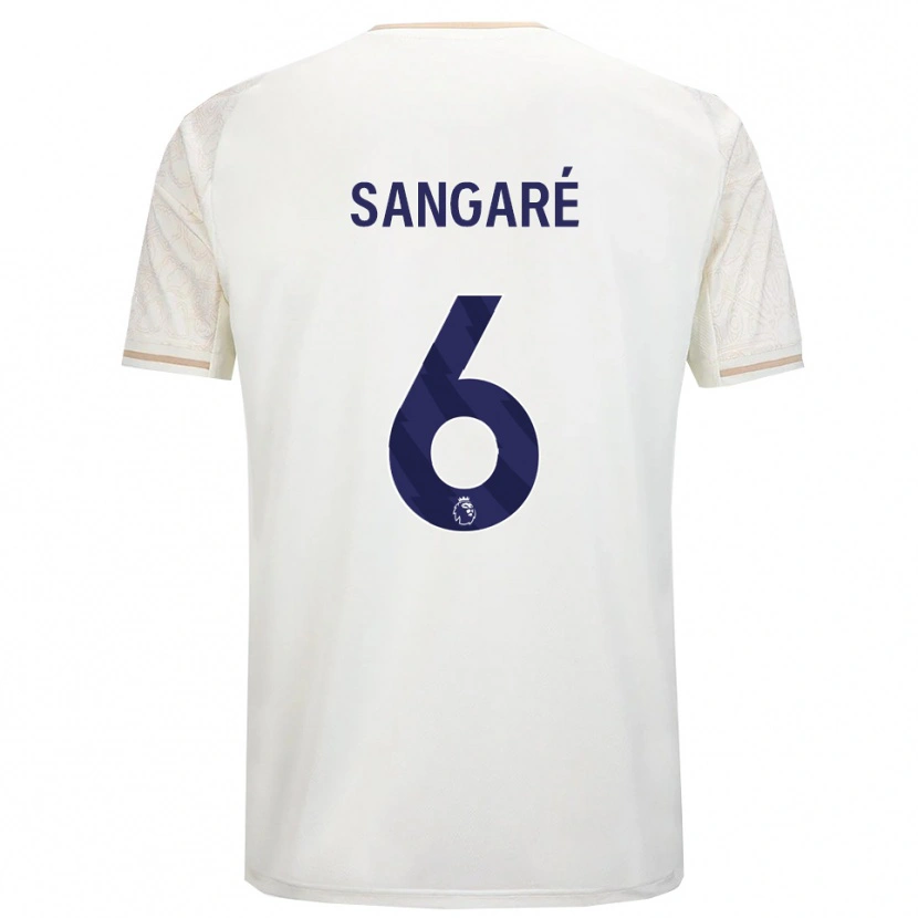 Danxen Mujer Camiseta Ibrahim Sangaré #6 Blanco Roto Negro 2ª Equipación 2025/26 La Camisa
