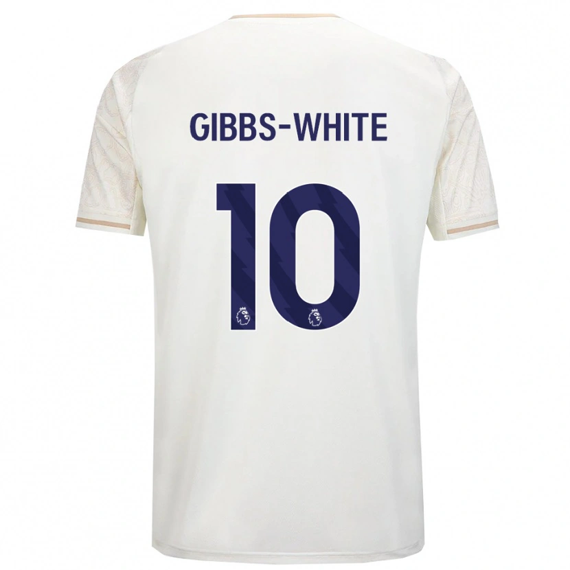 Danxen Mujer Camiseta Morgan Gibbs-White #10 Blanco Roto Negro 2ª Equipación 2025/26 La Camisa