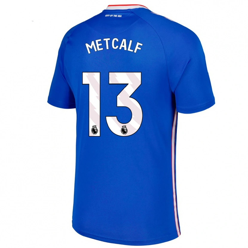 Danxen Mujer Camiseta Ben Metcalf #13 Azul Blanco 2ª Equipación 2025/26 La Camisa