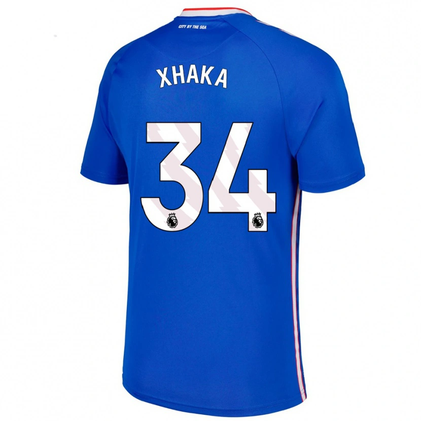 Danxen Mujer Camiseta Granit Xhaka #34 Azul Blanco 2ª Equipación 2025/26 La Camisa
